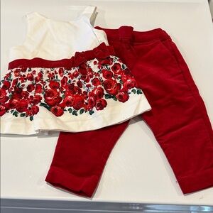 Janie and jack set - red velvet dress pants